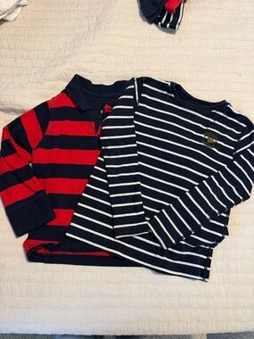 Primrose Uniform Kids Long-Sleeve Striped Shirt - Navy & Red